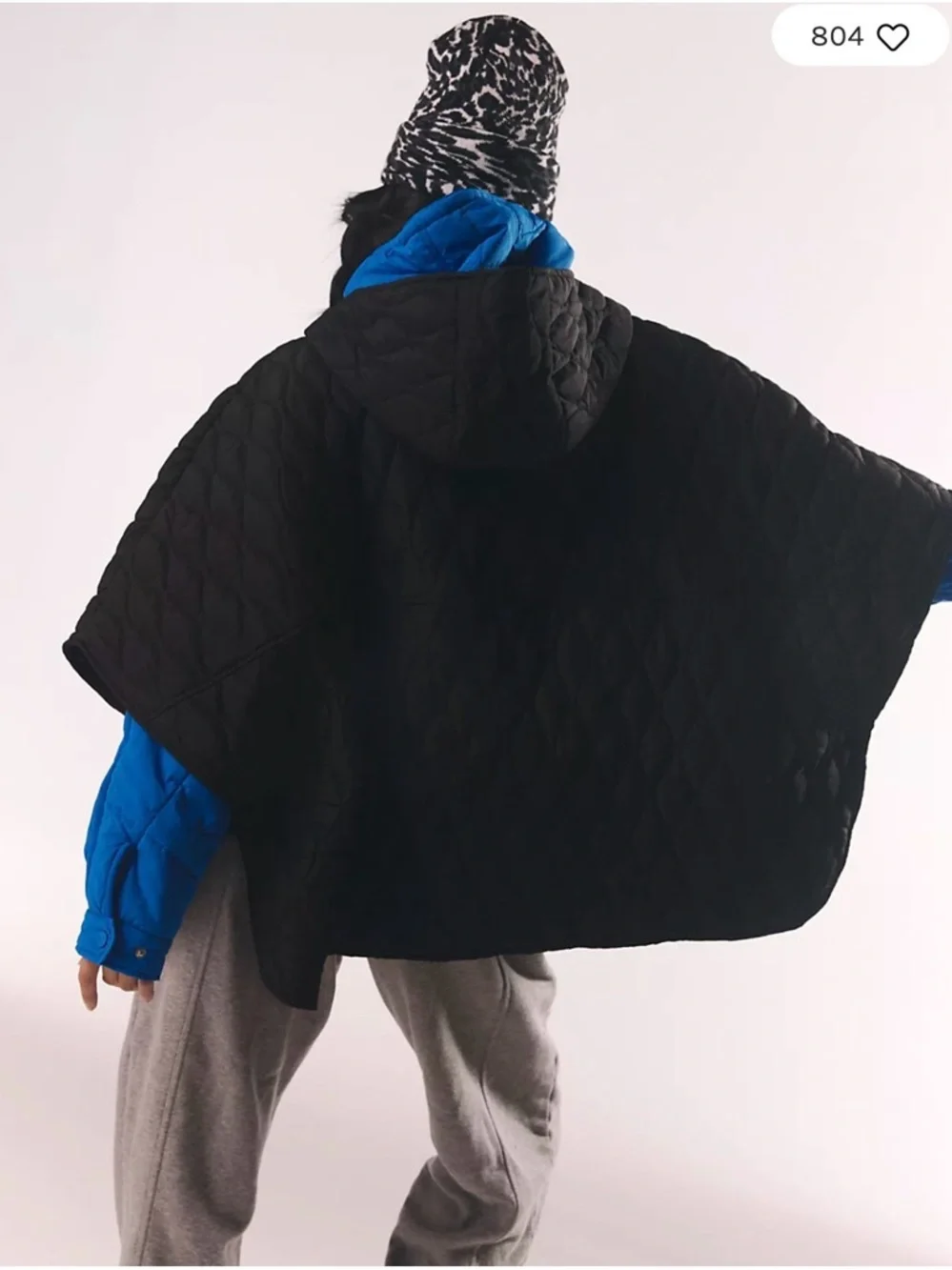 FP Movement by Free People Black Quilted Cape Jacket. One Size. - Picture 6 of 7
